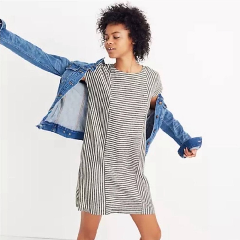 Madewell Black and White Striped Dress